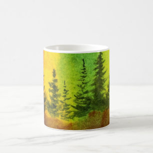 The northern lights bathe pines in lovely colours coffee mug