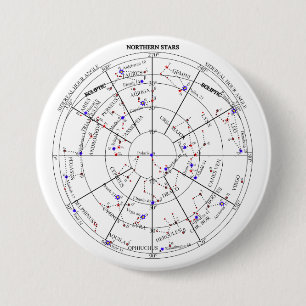 The Northern Star Chart of Navigational Astronomy 7.5 Cm Round Badge