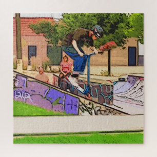 The Nosedive Landing - Scooter Rider Trick Jigsaw Puzzle