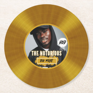 The Notorious Custom Photo Hip Hop Gold Record Round Paper Coaster