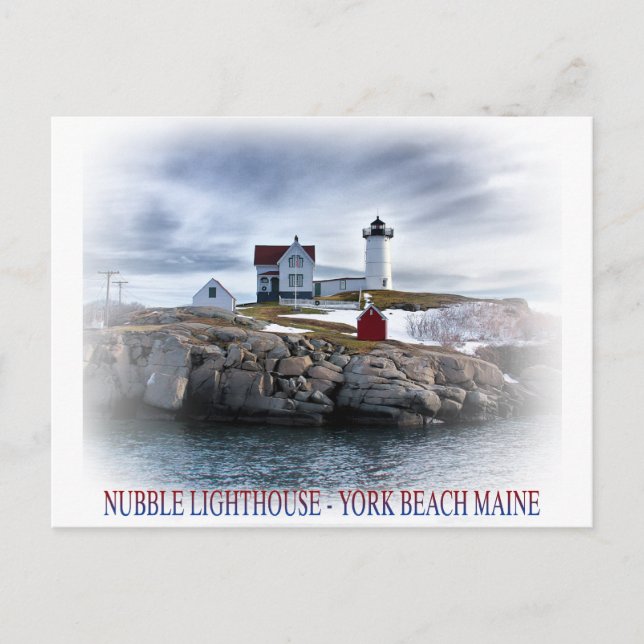 The "Nubble" Cape Neddick lighthouse York, Maine Postcard (Front)