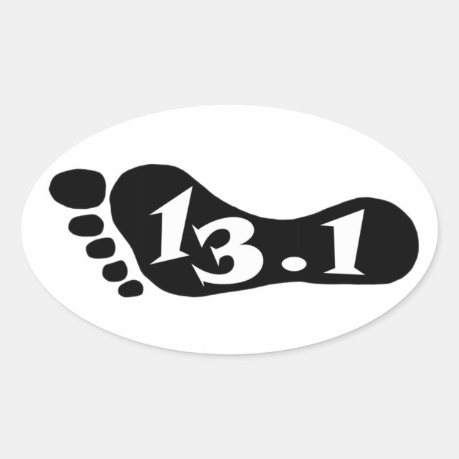 The number 13.1 symbolic of the half marathon oval sticker (Front)