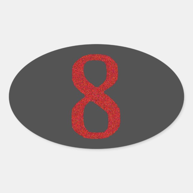 THE NUMBER 8 IN RED OVAL STICKER (Front)