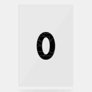 The number zero (0) in black acrylic sign
