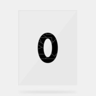 The number zero (0) in black acrylic sign