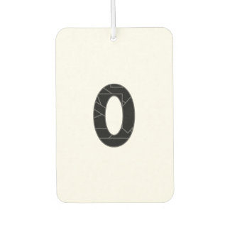 The number zero (0) in black car air freshener