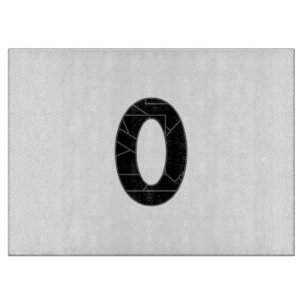 The number zero (0) in black cutting board