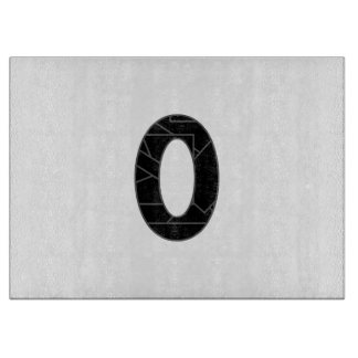 The number zero (0) in black cutting board