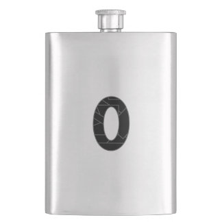 The number zero (0) in black hip flask
