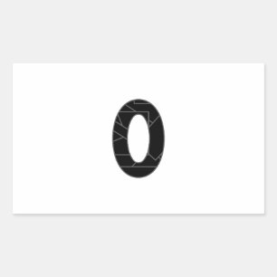 The number zero (0) in black rectangular sticker