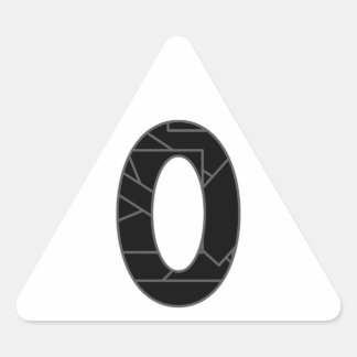 The number zero (0) in black triangle sticker