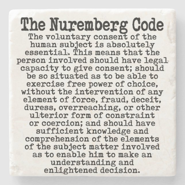 The Nuremberg Code Stone Coaster (Front)