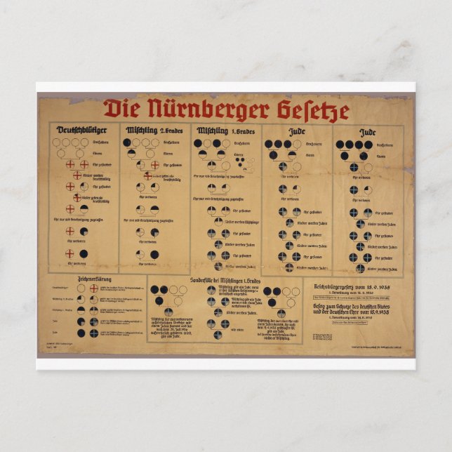 The Nuremberg Laws Chart Postcard (Front)
