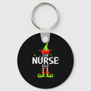 The Nurse Elf Christmas Matching Pajamas Key Ring