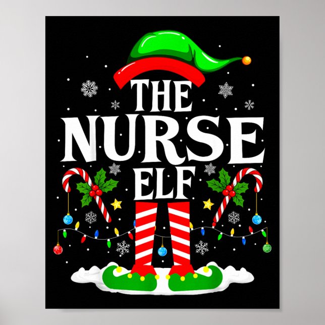 The Nurse Elf Christmas Nursing Funny Rn Christmas Poster (Front)
