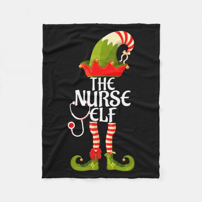The Nurse Elf Family Matching Christmas 2023  Fleece Blanket (Front)