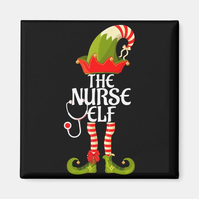The Nurse Elf Family Matching Christmas 2023  Magnet (Front)