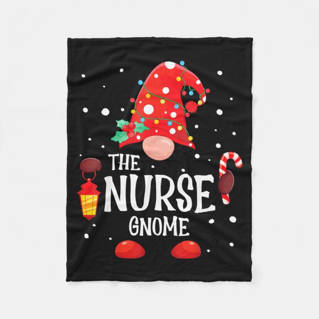 The Nurse Gnome Matching Family Christmas Gnome Pa Fleece Blanket (Front)