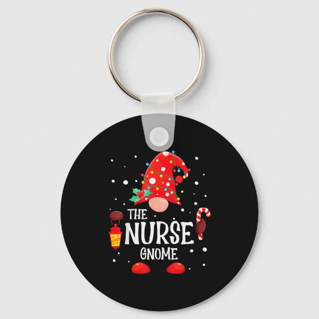 The Nurse Gnome Matching Family Christmas Gnome Pa Key Ring (Front)