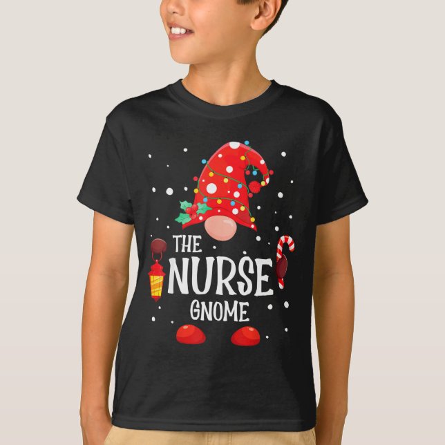 The Nurse Gnome Matching Family Christmas Gnome Pa T-Shirt (Front)