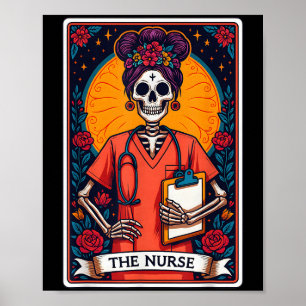 The Nurse Skeleton Tarot Card Funny Nursing Nurse  Poster