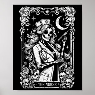 The Nurse Skeleton Tarot Card Funny Nursing Nurse  Poster