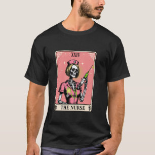 The Nurse Tarot Card Whimsy Goth Skeleton Girl Hal T-Shirt