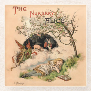 The Nursery Alice 1890 Vintage Wonderland Cover Glass Coaster
