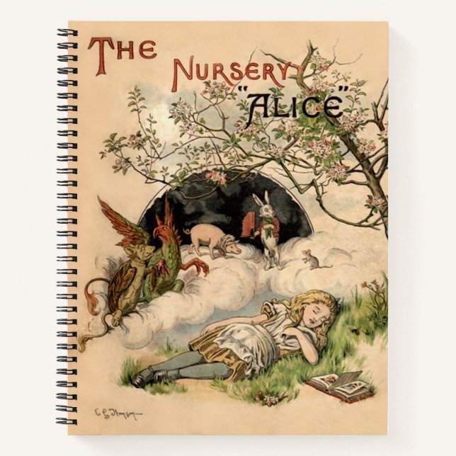 The Nursery Alice 1890 Vintage Wonderland Cover Notebook (Front)