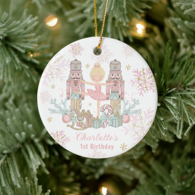 The Nutcracker Ballet Blush Pink 1st Birthday Ceramic Tree Decoration (Tree)
