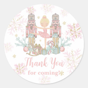 The Nutcracker Ballet Blush Pink Christmas Classic Round Sticker