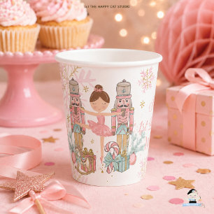 The Nutcracker Ballet Pastel Blush Pink Christmas Paper Cups