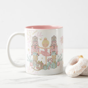 The Nutcracker Ballet Pastel Blush Pink Christmas  Two-Tone Coffee Mug