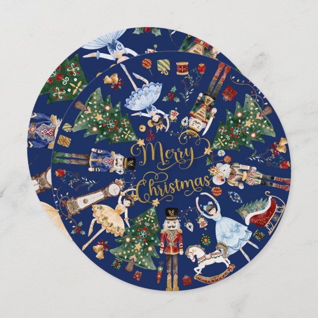 The Nutcracker Ballet Vintage Merry Christmas  Holiday Card (Front/Back)