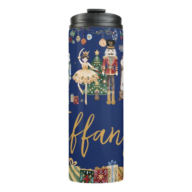 The Nutcracker Christmas Ballet Vintage Watercolor Thermal Tumbler (Front)