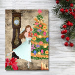 The Nutcracker Clara Act I Christmas Eve Ballet Holiday Card<br><div class="desc">The beautiful ballet holiday design is centred around the classic The Nutcracker production.  This design was inspired by Act I of the Nutcracker where Clara/Maria/Masha receives the Nutcracker as a gift.</div>