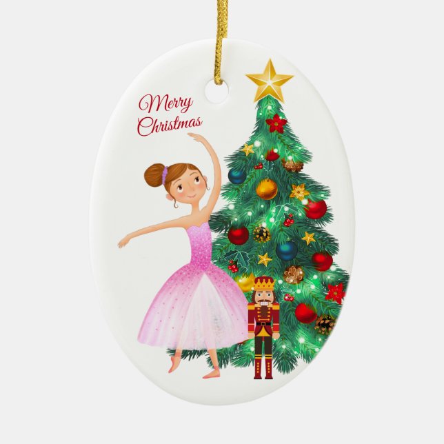 The Nutcracker Clara and The Nutcracker Christmas Ceramic Tree Decoration (Front)