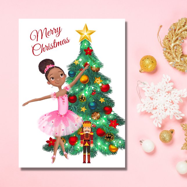 The Nutcracker Clara Ballerina Christmas Ballet Holiday Card (Creator Uploaded)