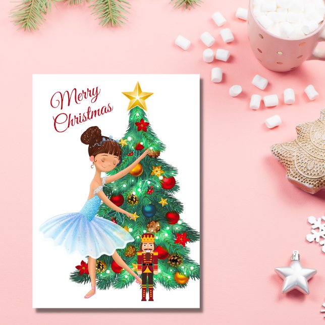 The Nutcracker Clara Ballerina Christmas Ballet Holiday Card (Creator Uploaded)