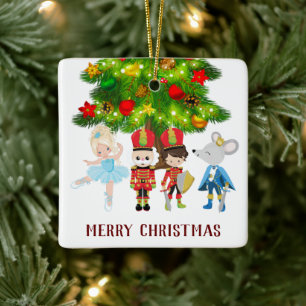 The Nutcracker, Clara, Soldier and Mouse King Ceramic Ornament