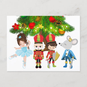 The Nutcracker, Clara, Soldier, Mouse King Ballet Holiday Postcard