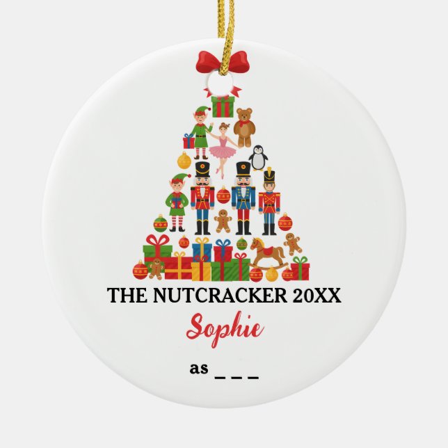 The Nutcracker Custom Ballet Role Christmas Ceramic Tree Decoration (Front)