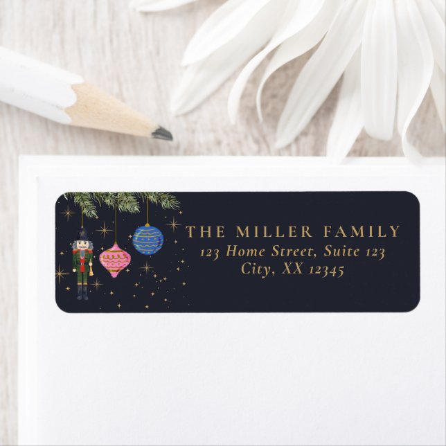 The Nutcracker, navy return address label. (Insitu)