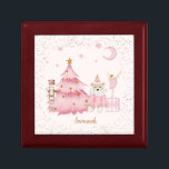 The Nutcracker Suite Pink Personalised Gift Box<br><div class="desc">Commemorative baby girl's jewellery box features the Nutcracker theme, including a Christmas tree with gold ornaments and a gold star on top, a nutcracker, the ballerina, a pink and white block and an adorable teddy bear dressed in pink with a hat and ruffled collar. Stars are twinkling in the sky...</div>