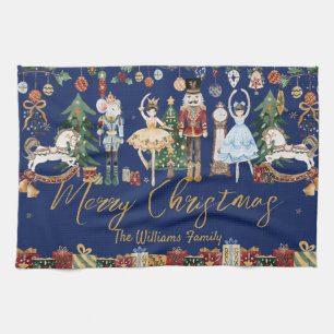 The Nutcracker Vintage Ballet Merry Christmas Tea Towel