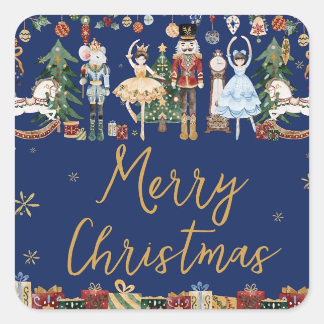 The Nutcracker Vintage Christmas Square Sticker (Front)