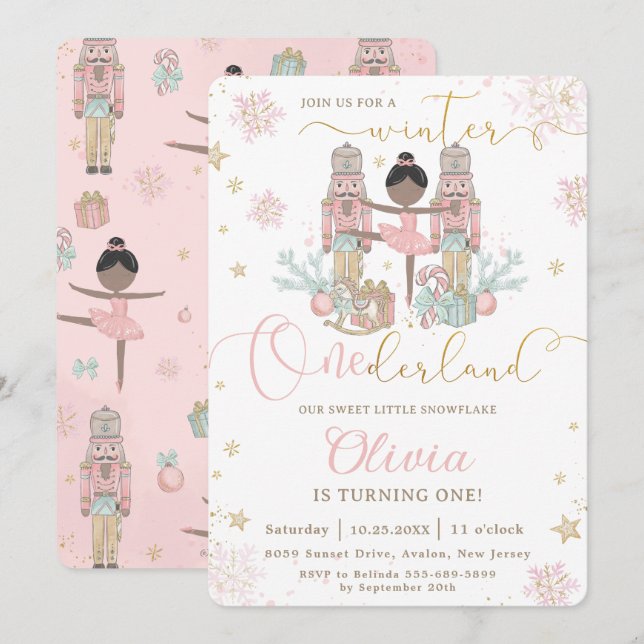 The Nutcracker Winter Onederland 1st Birthday  Invitation (Front/Back)