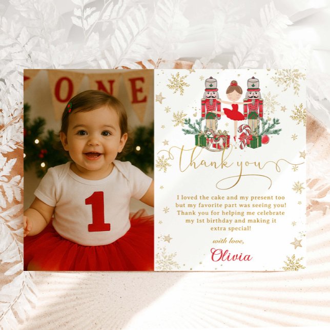 The Nutcracker Winter Onederland 1st Birthday  Thank You Card (Creator Uploaded)