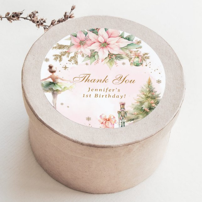 The Nutcracker Winter Onederland Thank you Classic Round Sticker (Creator Uploaded)