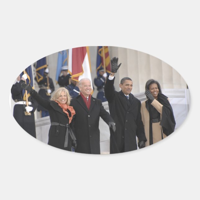 The Obamas & The Bidens Oval Sticker (Front)
